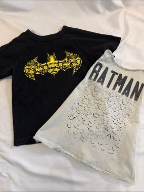 DC Comics Batman Tee & Tank Set - Black & Light Gray with Yellow Logo